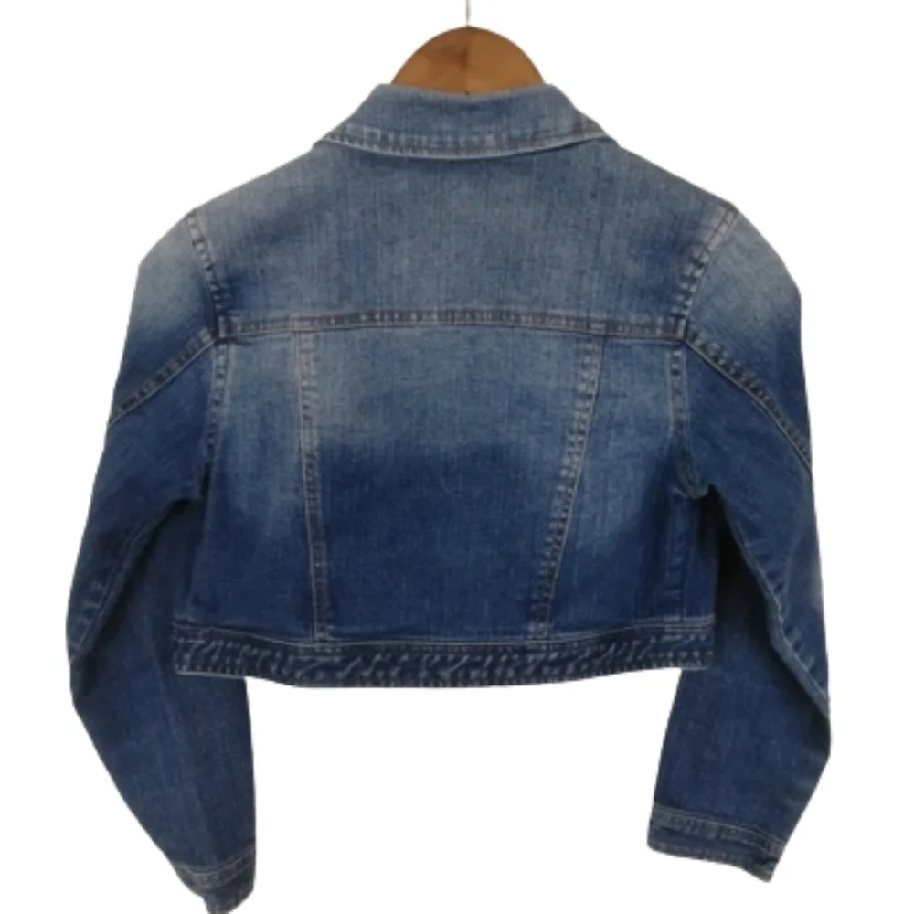 Justice Big Girls Size 14 Love Yourself Blue Jean Denim Jacket Button Front Coat